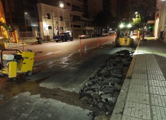 INICIÓ LA REPARACIÓN DE DÁRSENAS DE PARADAS DE COLECTIVOS EN LA AV. BELGRANO