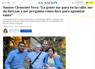 LA NACIÓN ENTREVISTÓ A SANTOS CLEMENTE VERA TRAS SU SOBRESEIMIENTO DESPUÉS DEL MARTIRIO VIVIDO A MANOS DE LA PERVERSA JUSTICIA DE SALTA