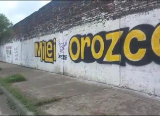 LA LIBERTAD AVANZA VANDALIZÓ LAS PAREDES DEL CLUB GIMNASIA Y TIRO DE ORAN