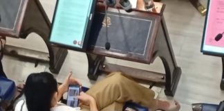 LA DIPUTADA YANINA INSFRÁN MIRA ROPA MIENTRAS SE VOTA EL PRESUPUESTO