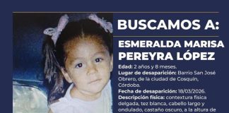 ALERTA SOFÍA POR ESMERALDA MARISA PEREYRA LÓPEZ, DE 2 AÑOS, DESAPARECIDA EN LA PROVINCIA DE CÓRDOBA