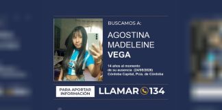 ACTIVAN ALERTA SOFÍA PARA DAR CON EL PARADERO DE AGOSTINA VEGA EN CÓRDOBA